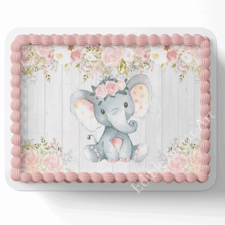 Elephant Themed Baby Shower Edible Image Cake Topper By Edible Sugar Art Walmart