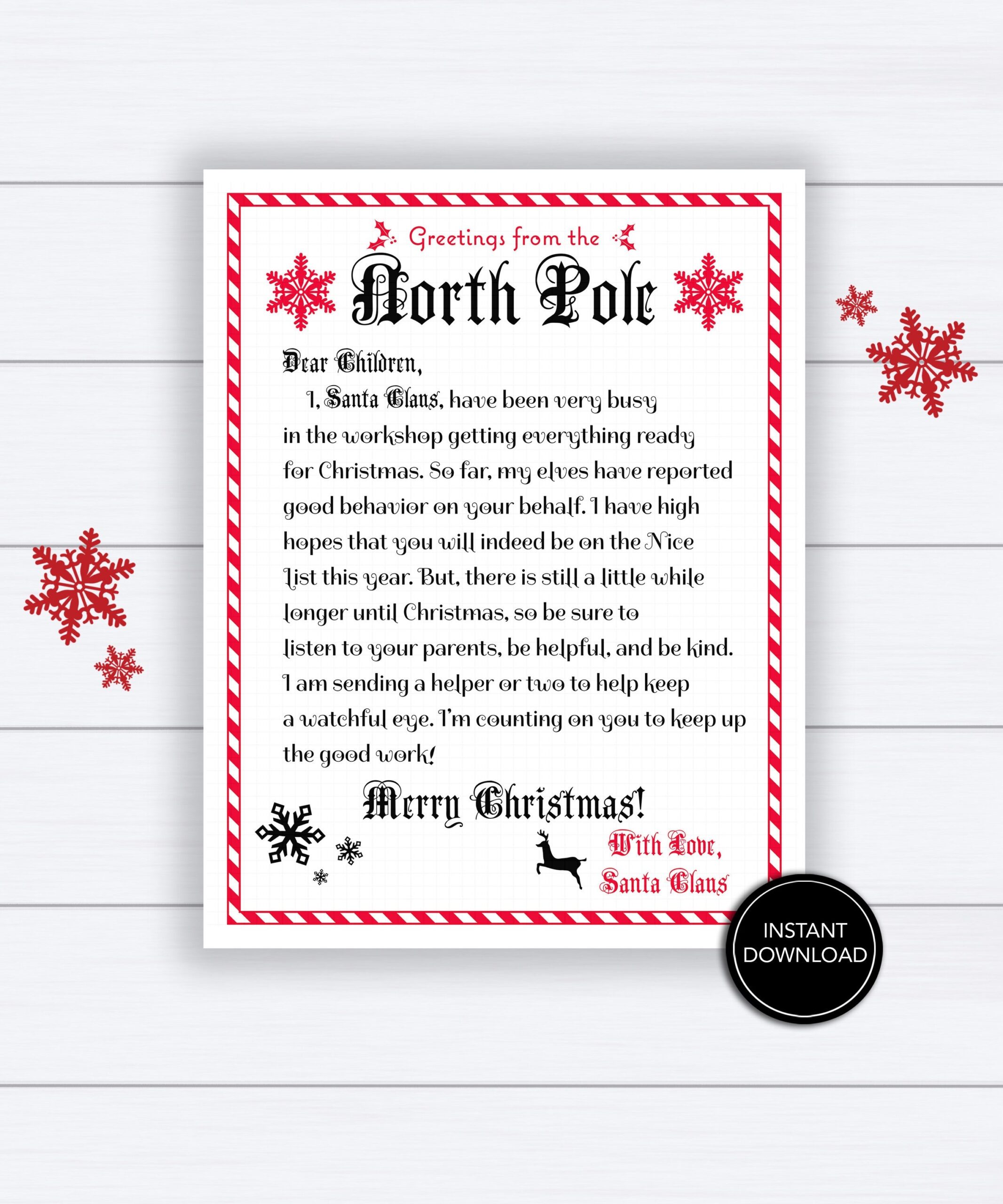 free printable letter from to santa north pole