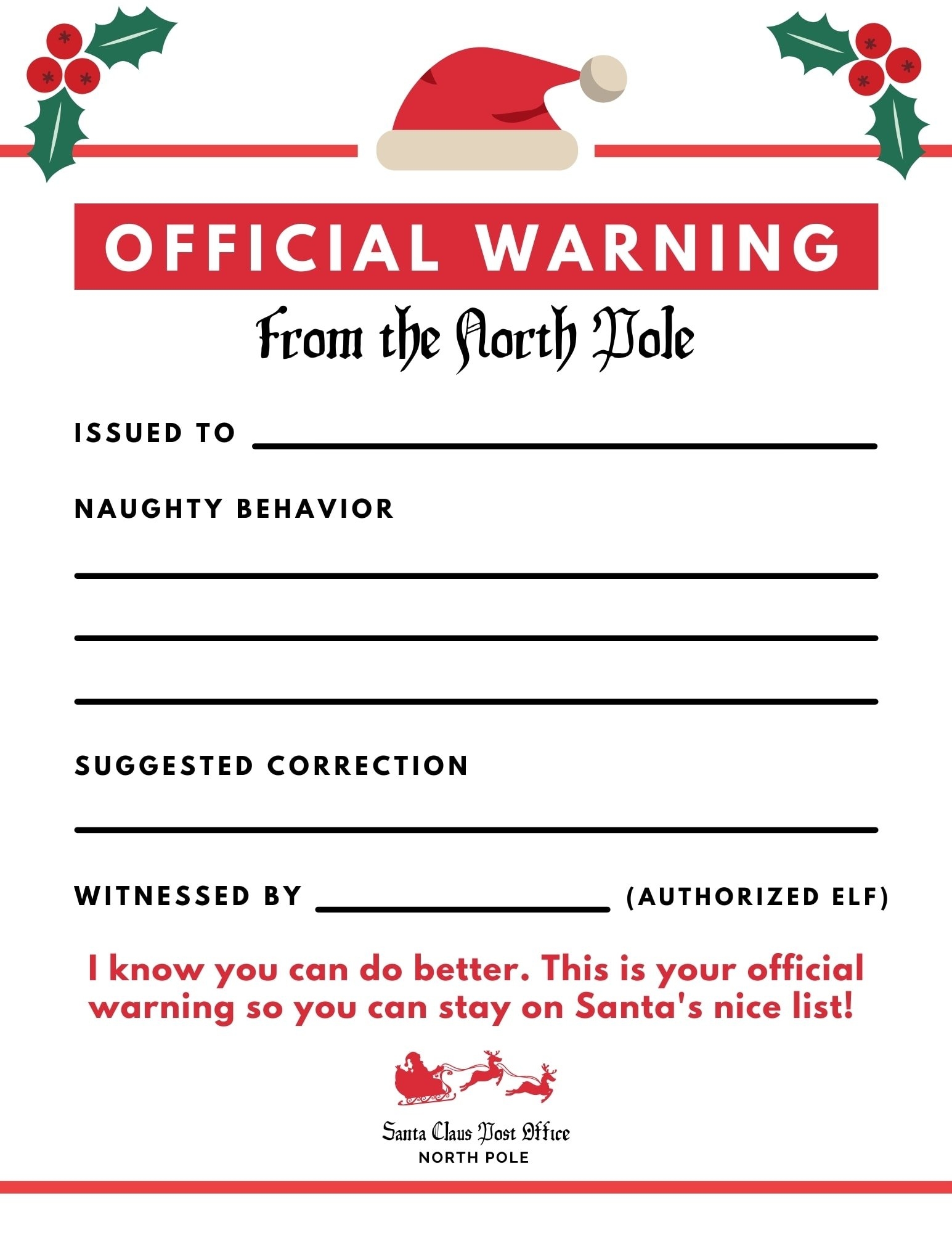 free printable warning letter from santa free printable warning letter from santa
