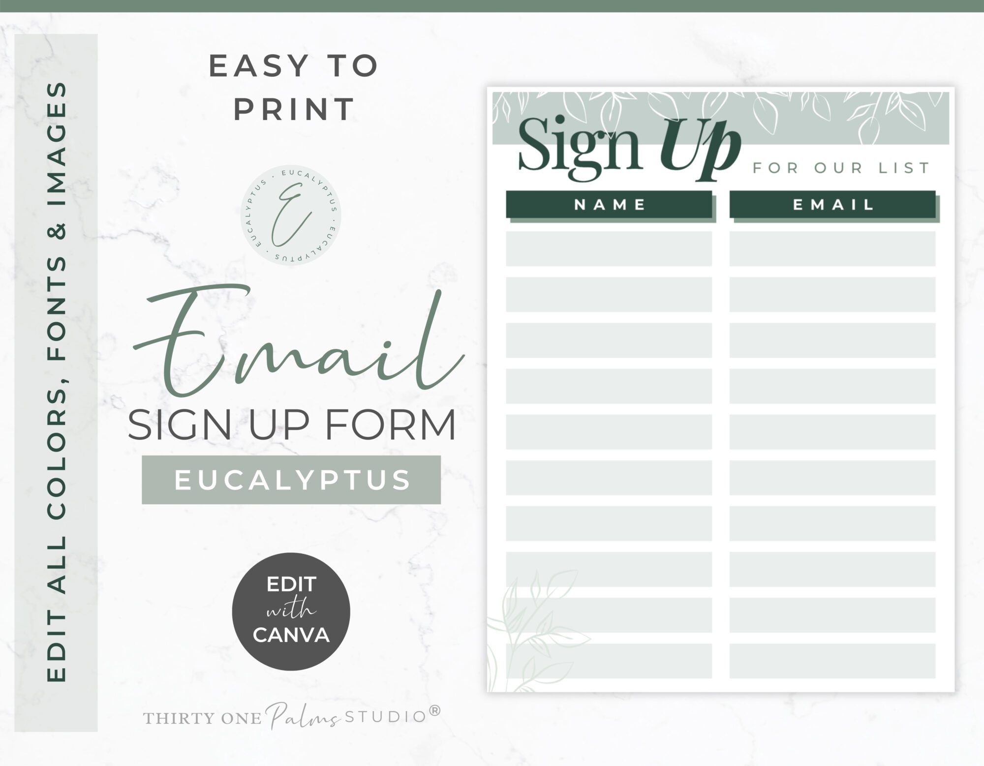 printable email sign up sheet