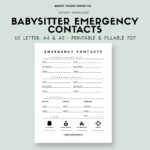 Emergency Contact Info Printable Emergency Contact List Emergency Contact Form Babysitter Guide Printable Emergency Contact Info Etsy Ireland