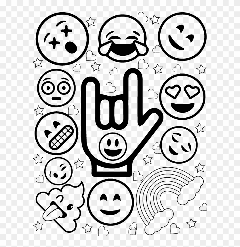 Emoji Coloring Book Rock Hoodies HD Png Download 612x792 