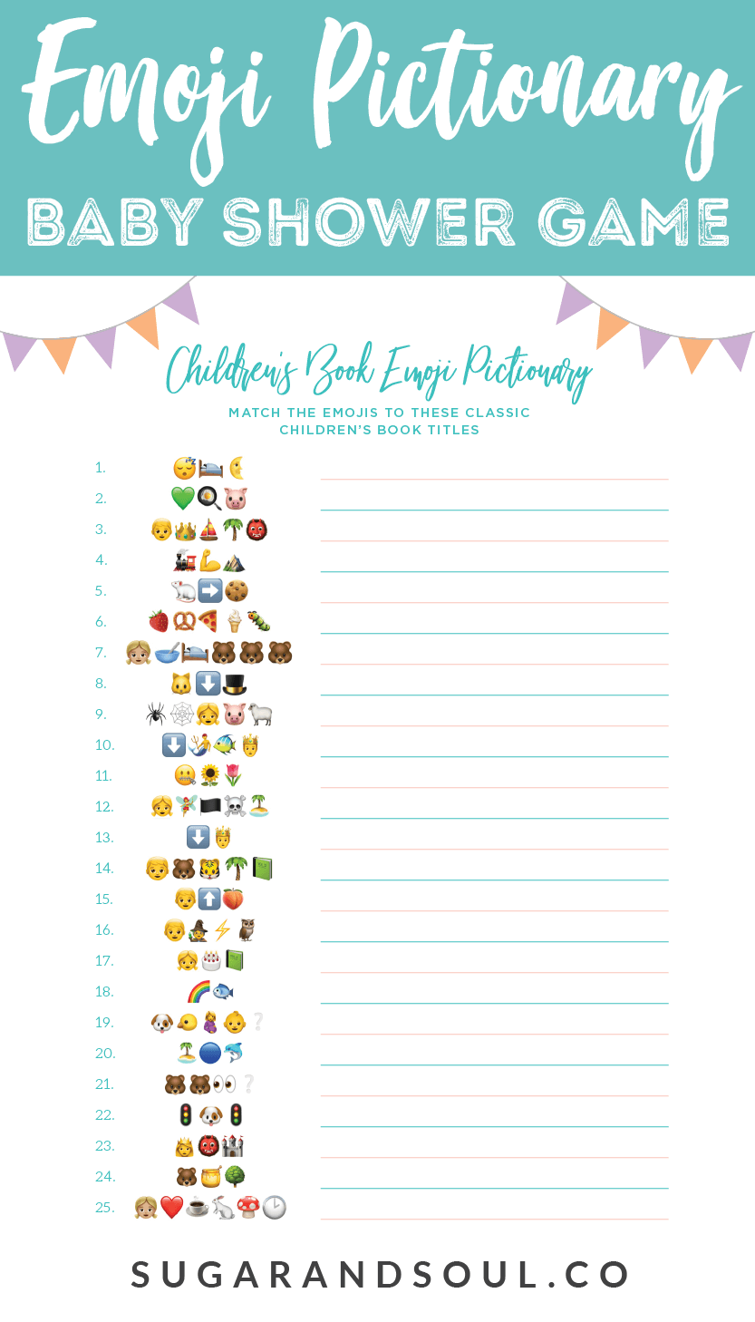 Emoji Pictionary Baby Shower Game Free Printable Sugar U0026 Soul