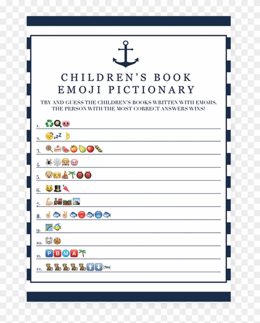 Emoji Pictionary For Boy Baby Shower Printable By Littlesizzle Game Free Transparent PNG Clipart Images Download