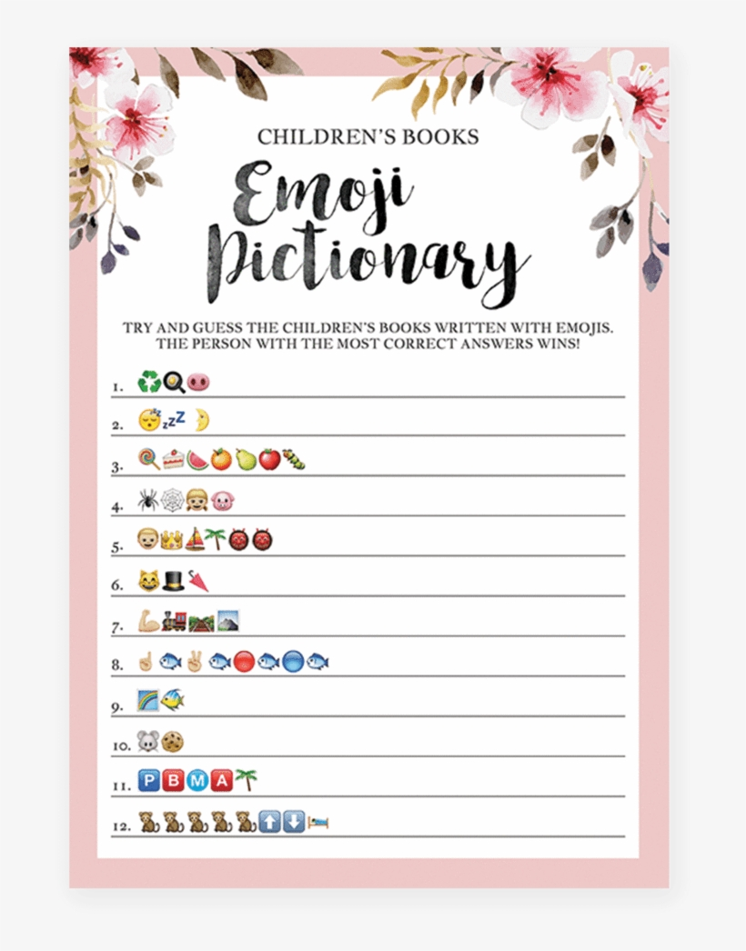 Emoji Pictionary Printable For Girl Baby Shower By Printable Emoji Baby Shower Game Transparent PNG 819x1024 Free Download On NicePNG