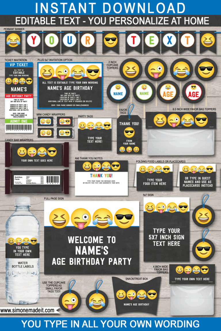 Emoji Theme Party Printables Invitations U0026 Decorations Boys