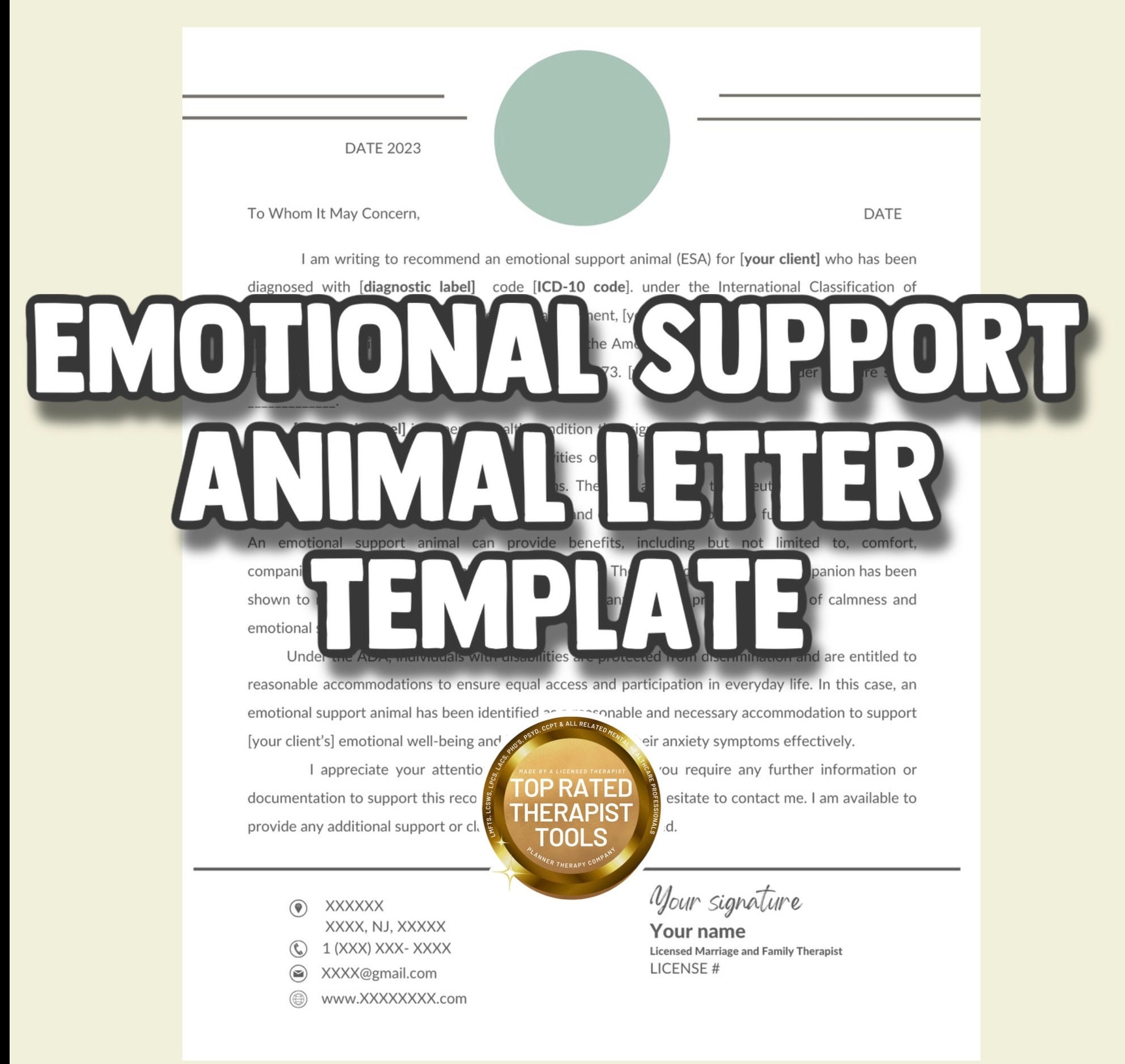 printable free emotional support animal letter pdf