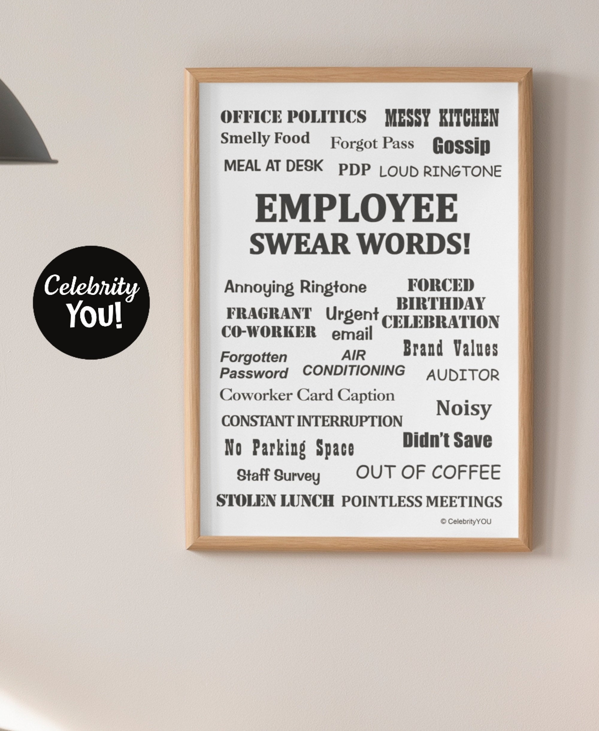 Employee Swear Words PRINTABLE Office Decor Funny Coworker Gift 