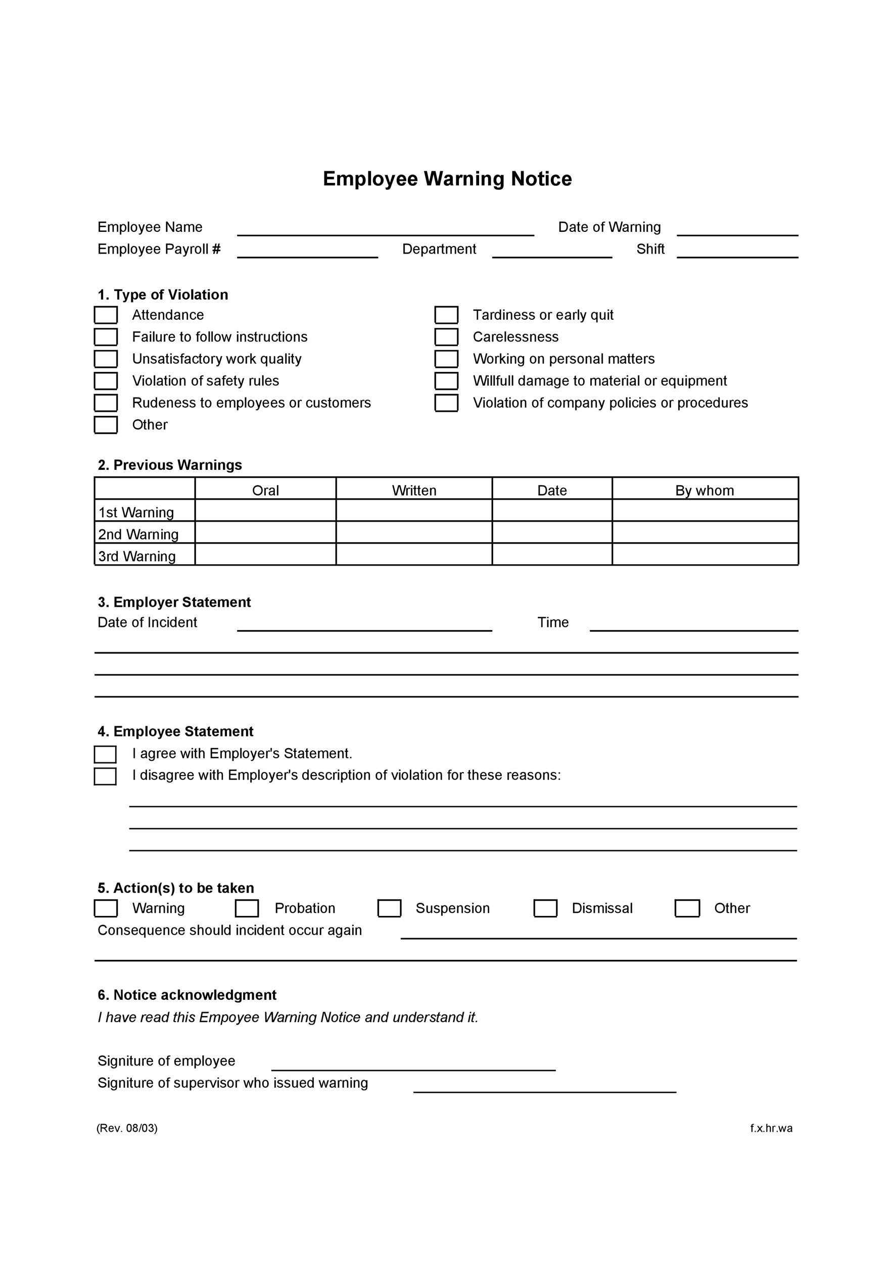 Employee Warning Notice Download 56 Free Templates U0026 Forms
