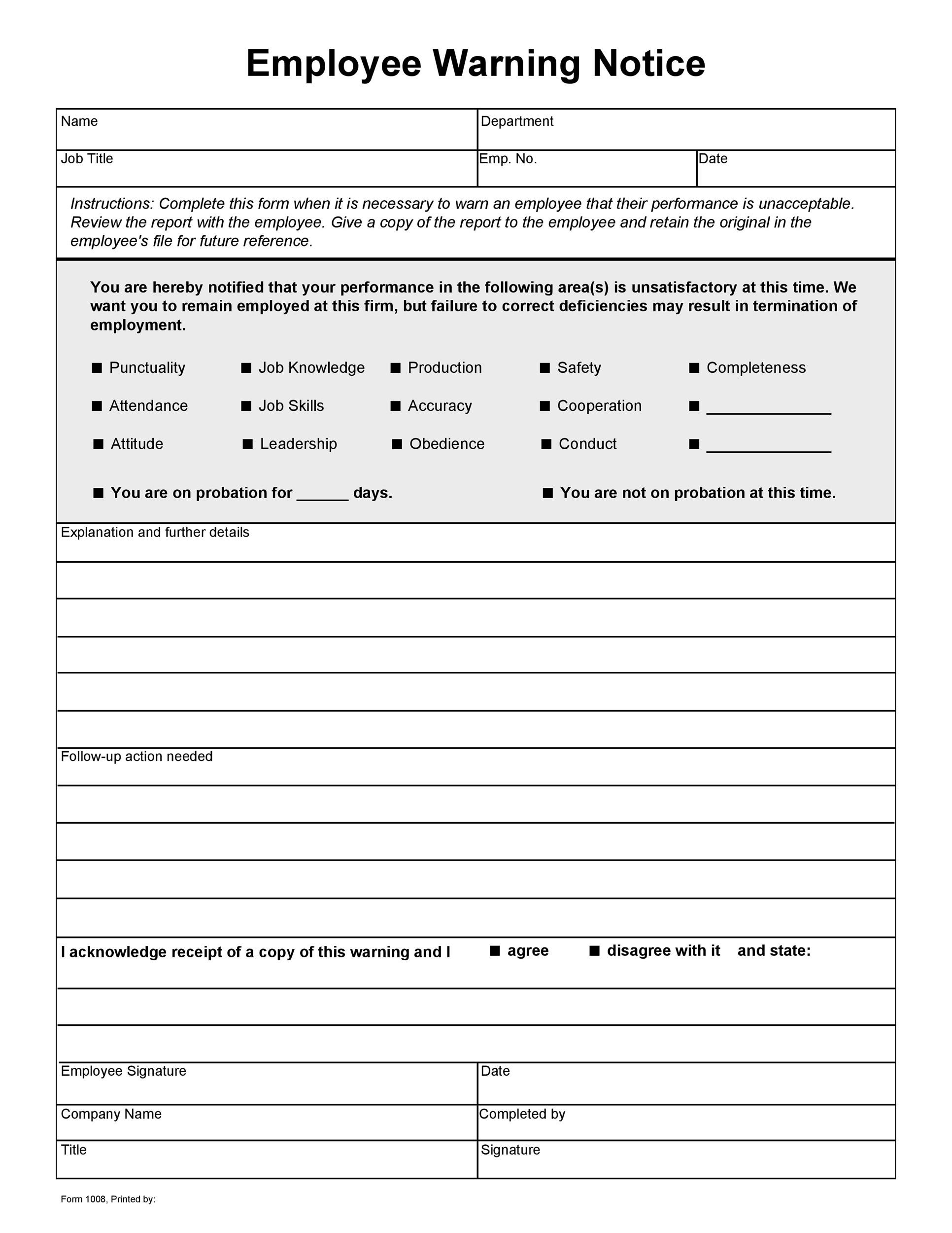 Employee Warning Notice Download 56 Free Templates U0026 Forms