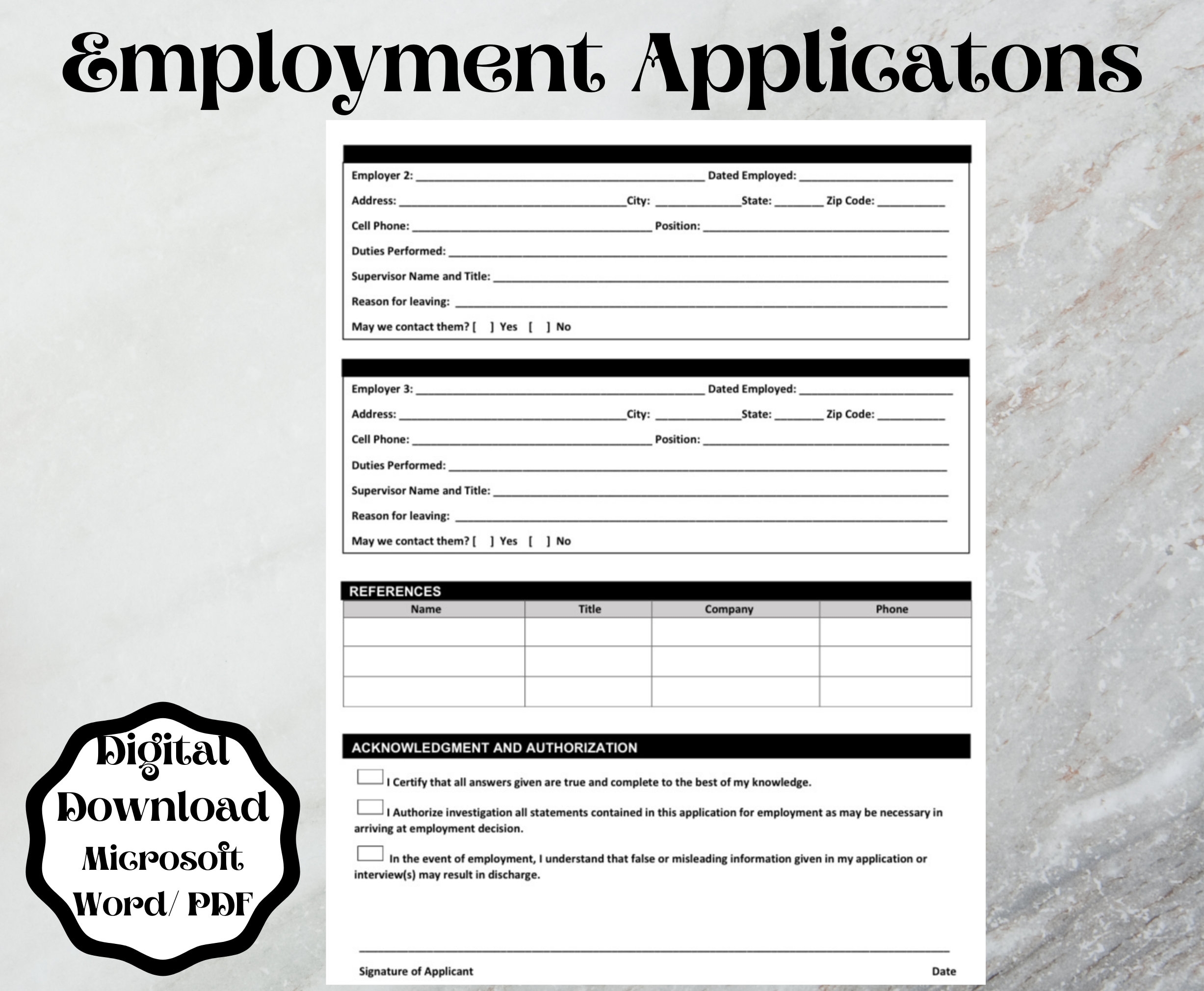 Employment Application Form Template Word Printableu0026 Editable Employment Application Form Template Word Printableu0026 Editable