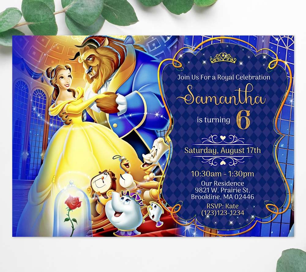 Enchanting Beauty And The Beast Birthday Invitations Perfect Party Prints Editable Party Invitations Templates