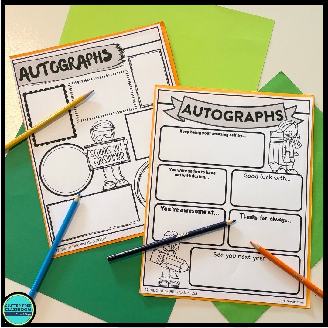 End Of The Year Autograph Book For Elementary Students 2025 Teaching With Jodi Durgin And Company