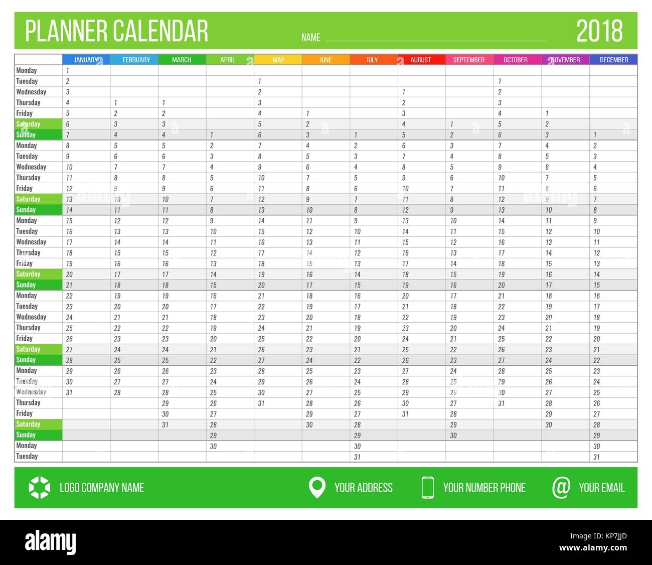 2018 year planner printable