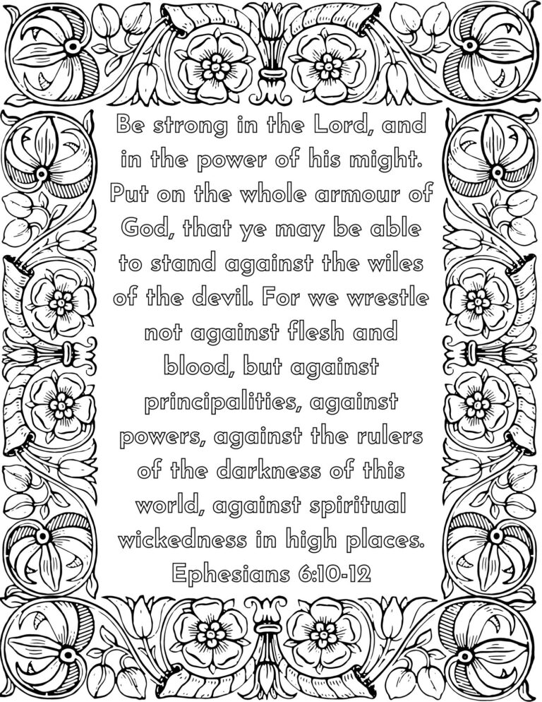 Ephesians 6 10 12 Free Bible Verse Coloring Page Diary Journal Book