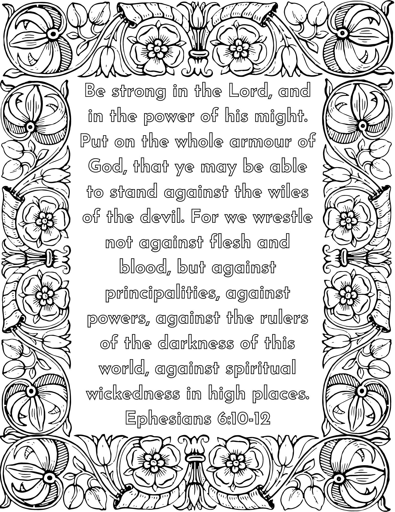 Ephesians 6 10 12 Free Bible Verse Coloring Page Diary Journal Book