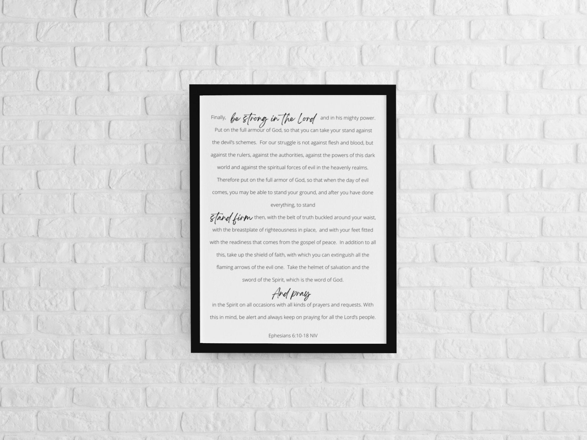 Ephesians 6 10 18 Armour Of God Bible Based Printable For Framing Christian Wall Art Etsy