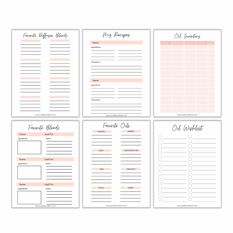 Essential Oil Organization Printable Pack 
