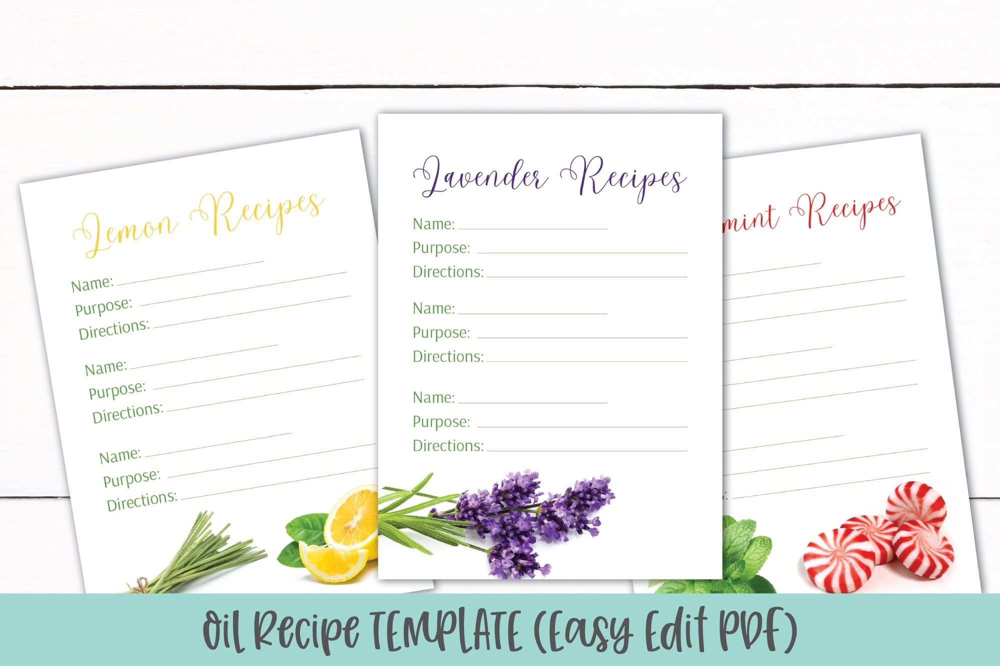 Essential Oil Recipe Card Template Editable 326573 