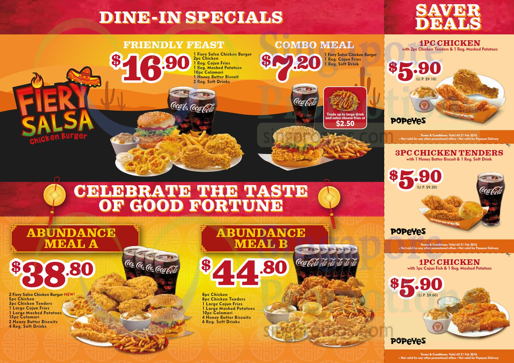 EXPIRED Popeyes Dine in Discount Coupons 28 Dec 2015 21 Feb 2016