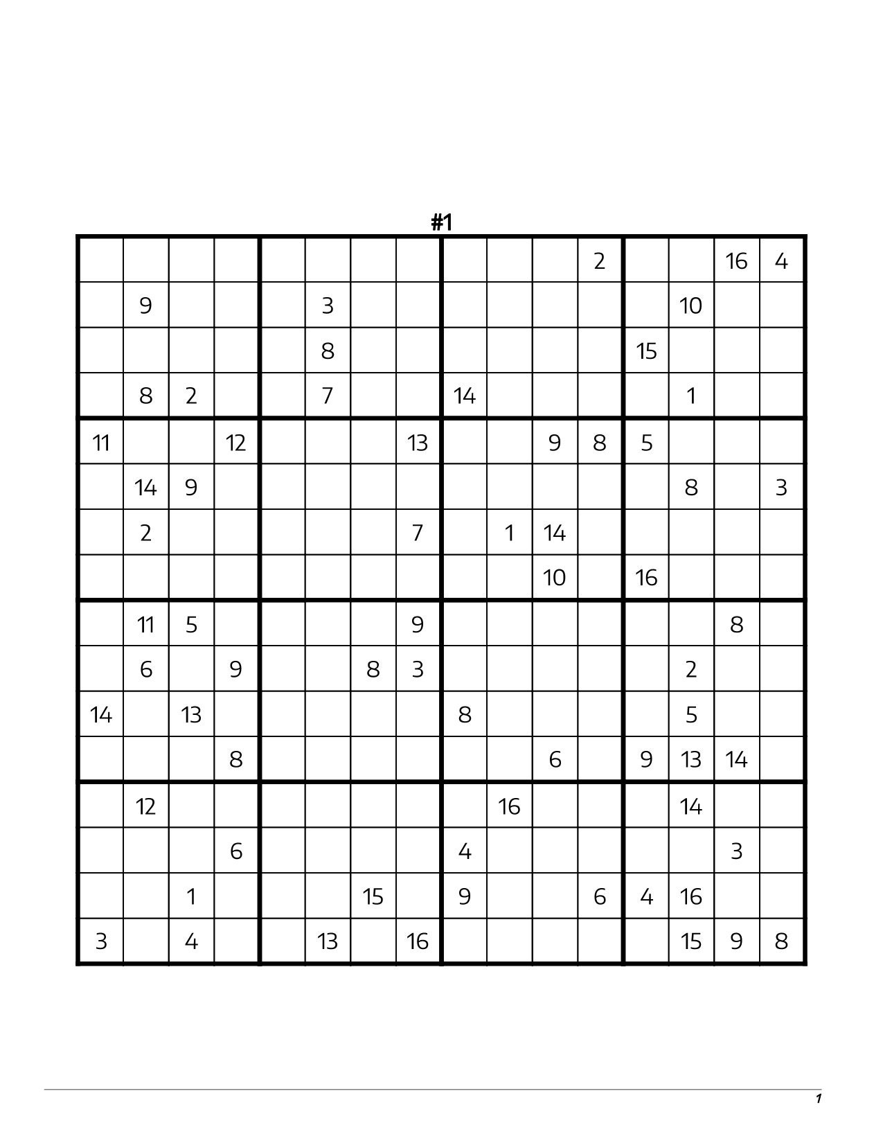 Extremely Hard Sudoku 16x16 Printable PDF 200 Sudoku Variation 