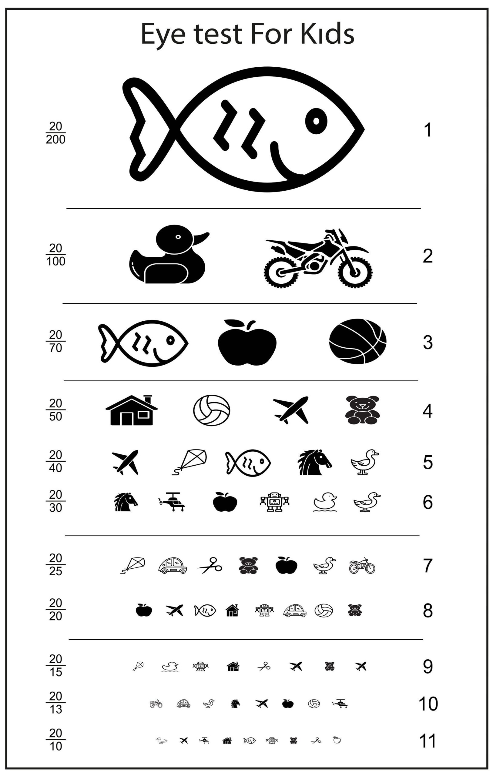 Eye Test Chart For Kids PRINT READY Etsy Australia