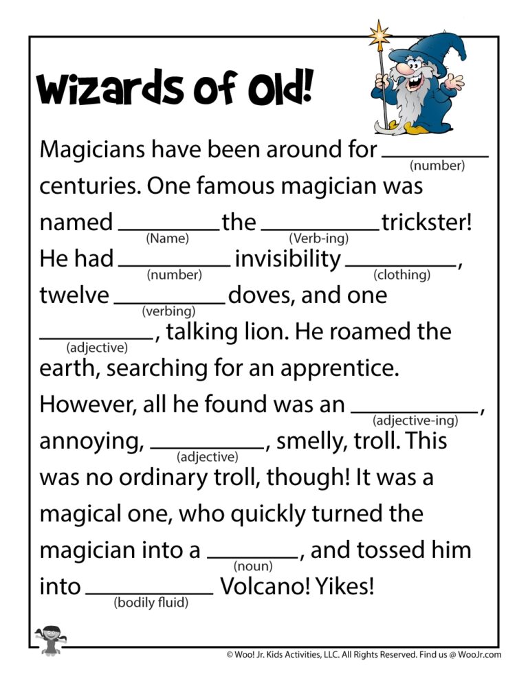 Fairy Tales Ad Libs For Kids Woo Jr Kids Activities Worksheets Library