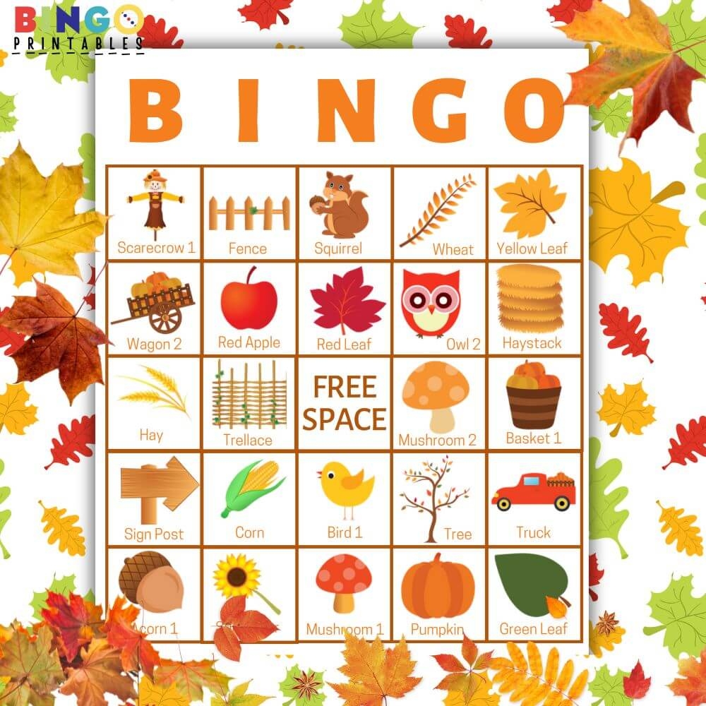 free printable fall bingo cards