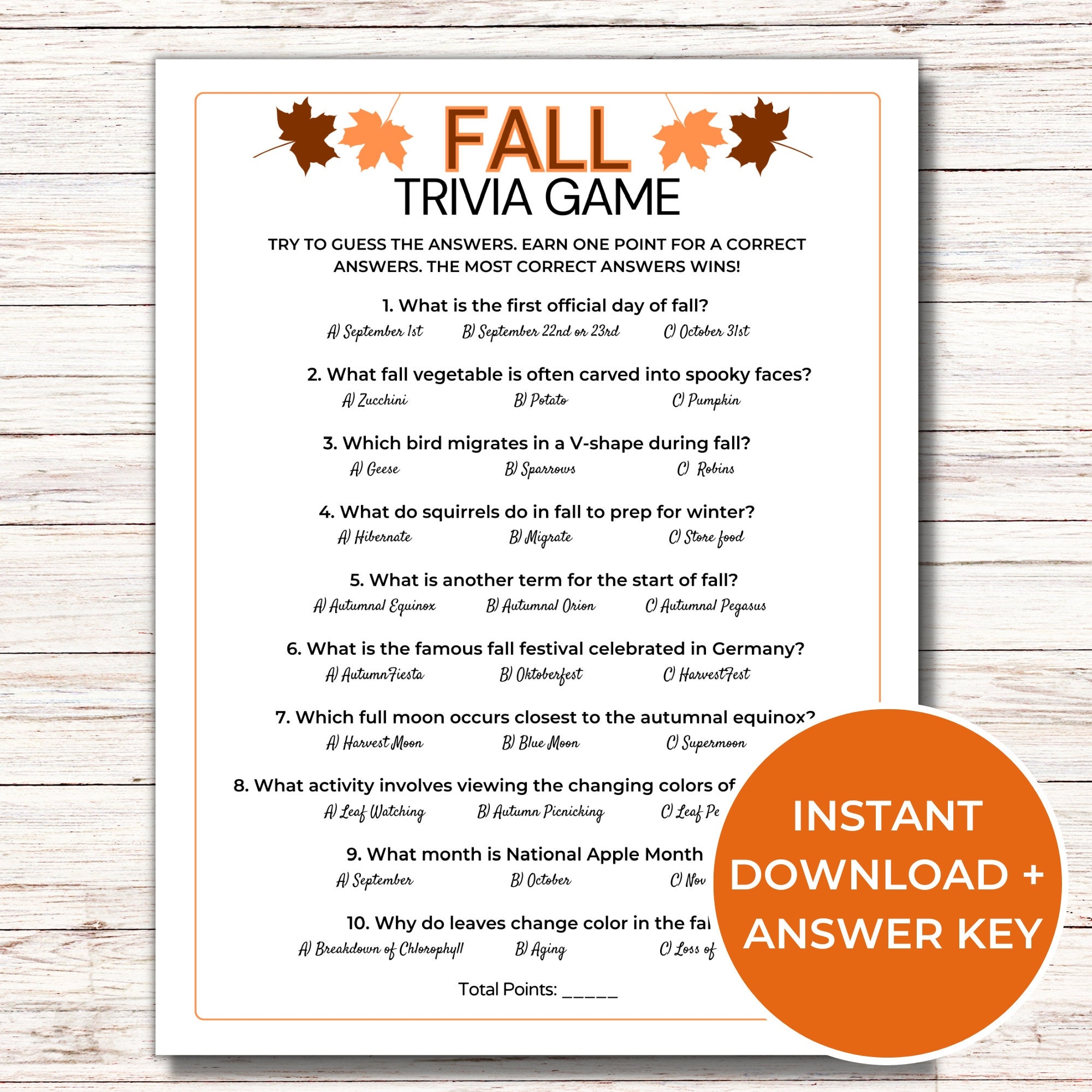 Fall Trivia Game Fall Printable Games Fun Fall Activities For 