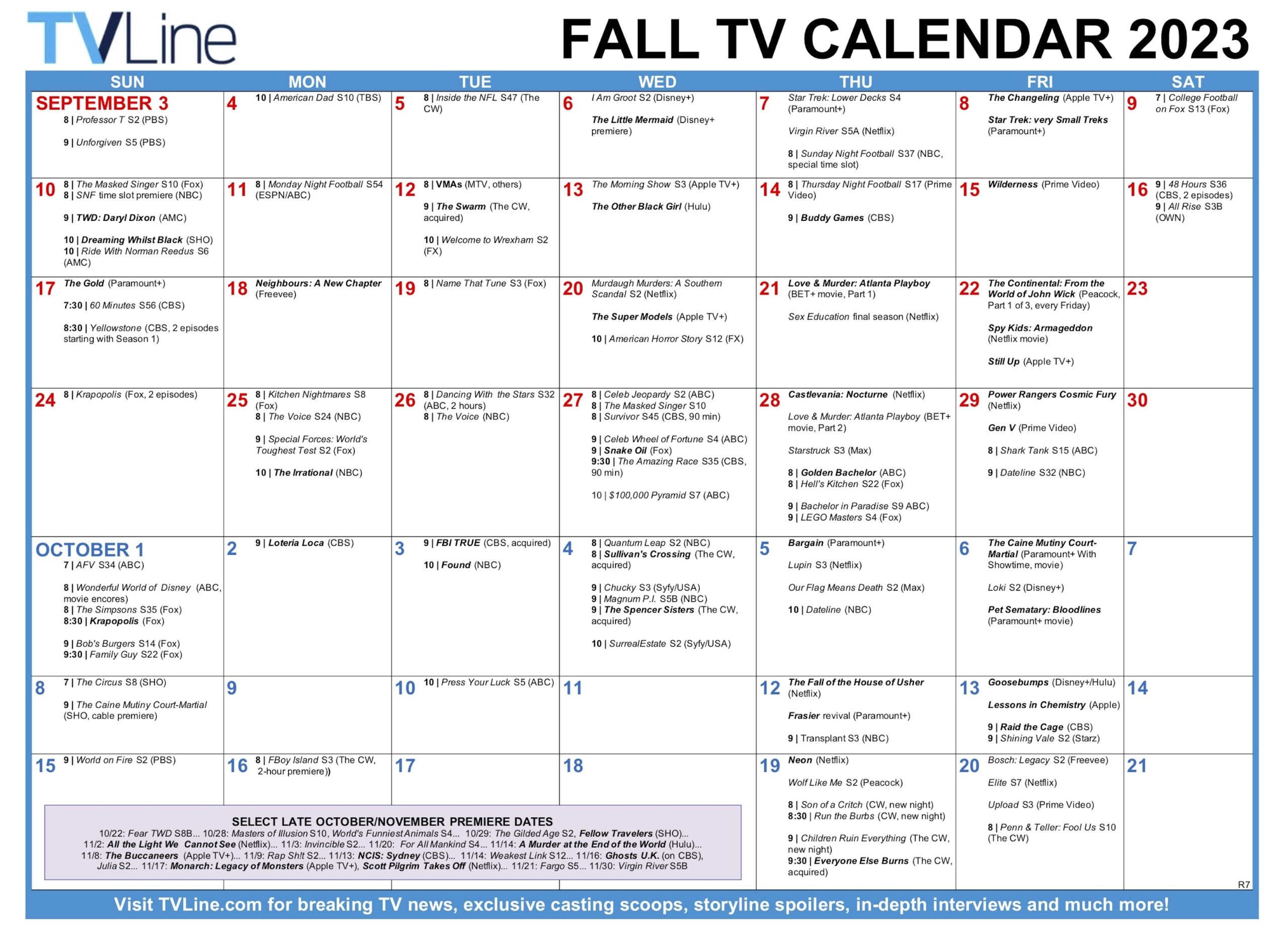 Fall TV Schedule 2023 Release Dates For Season And Series Premieres