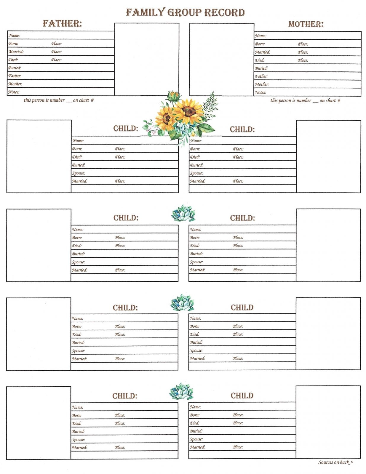 free printable family group sheets
