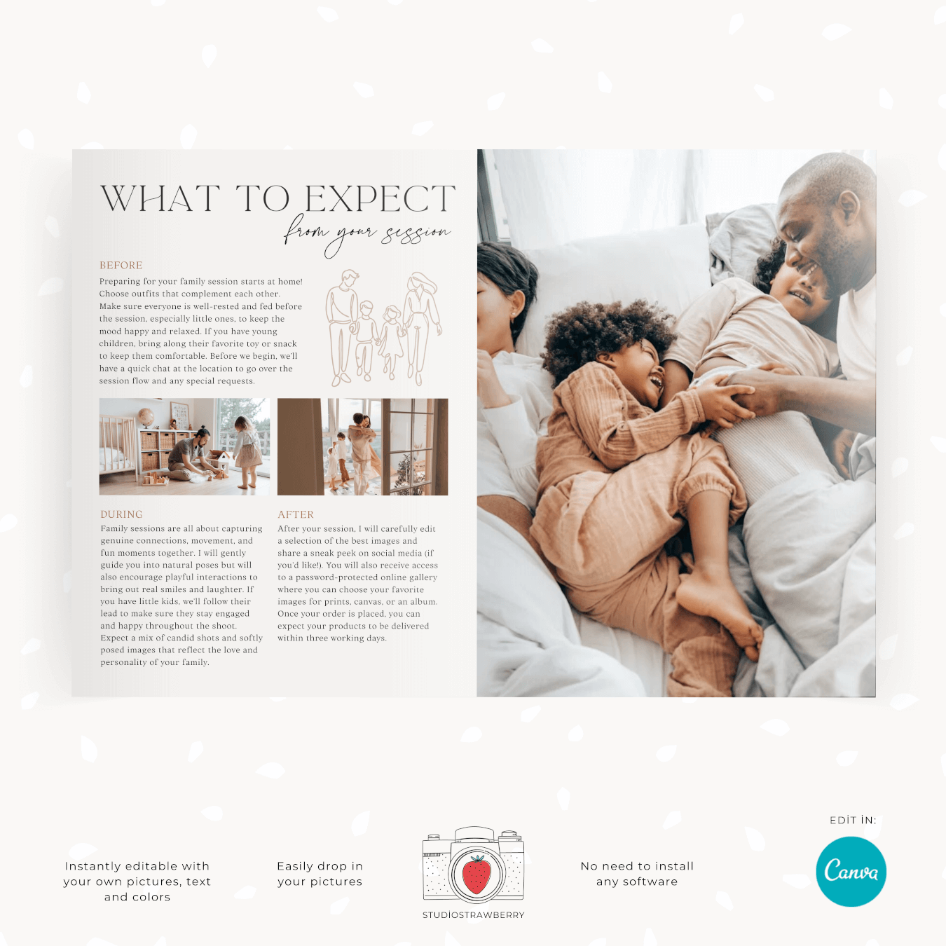Family Photography Welcome Guide Template Strawberry Kit