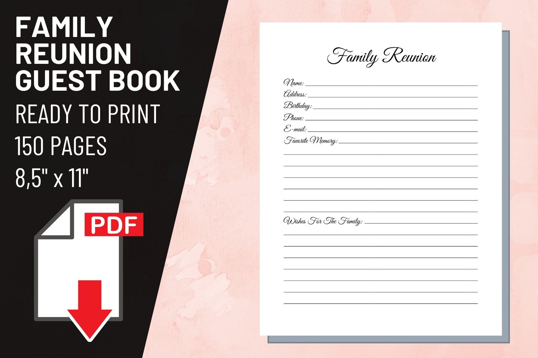 free printable guest book pages