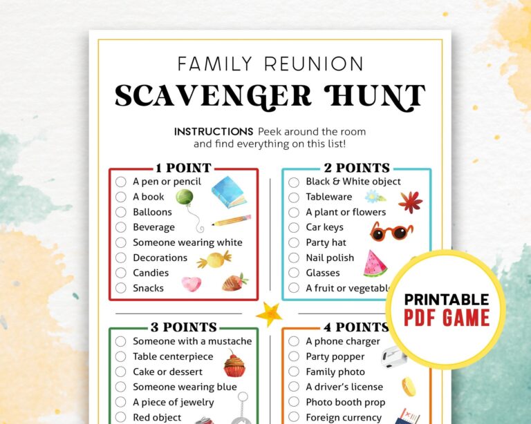 Family Reunion Scavenger Hunt Printable Games For Adults Teens U0026 Kids Family Gathering Icebreakers Digital Download Etsy
