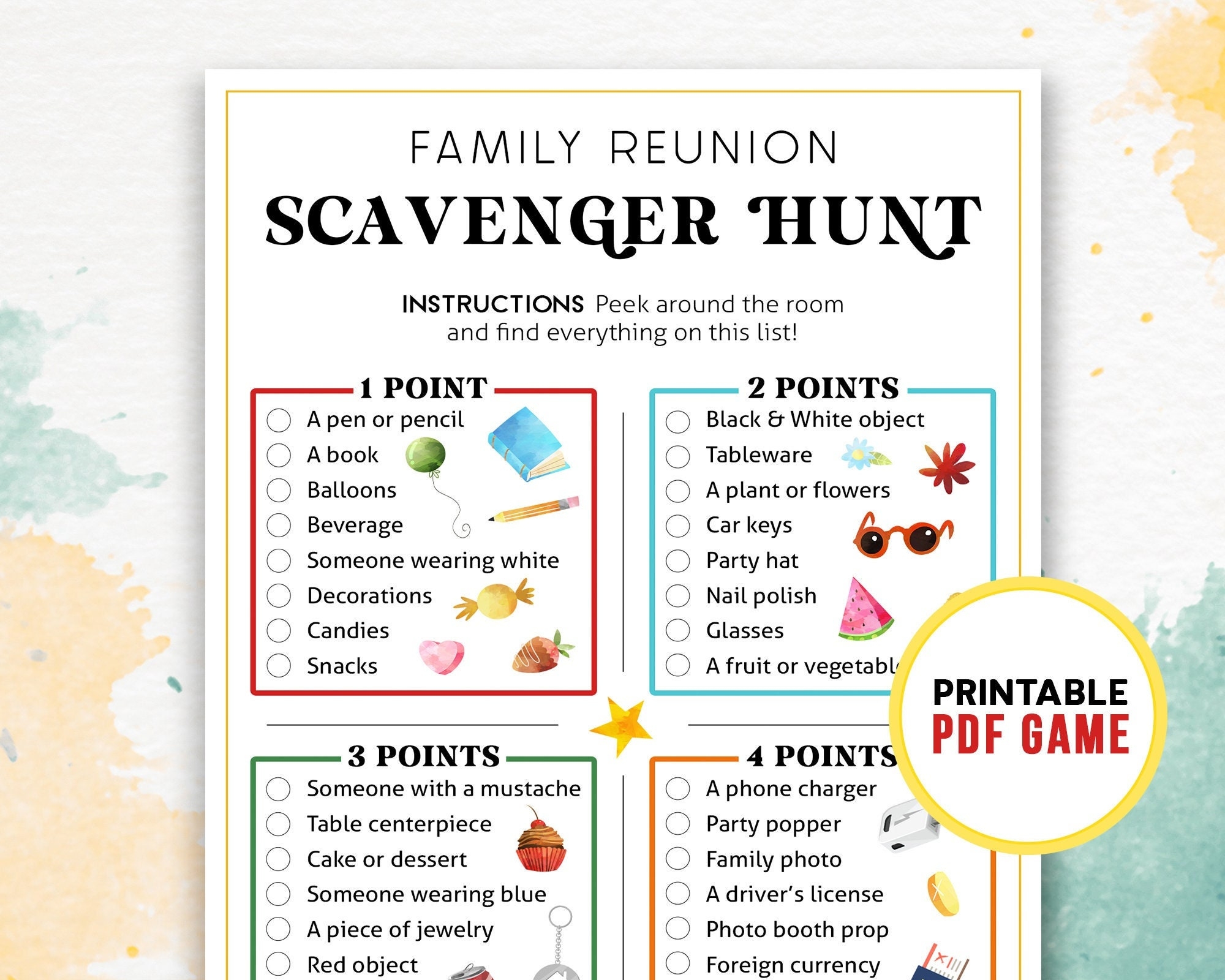 Family Reunion Scavenger Hunt Printable Games For Adults Teens U0026 Kids Family Gathering Icebreakers Digital Download Etsy