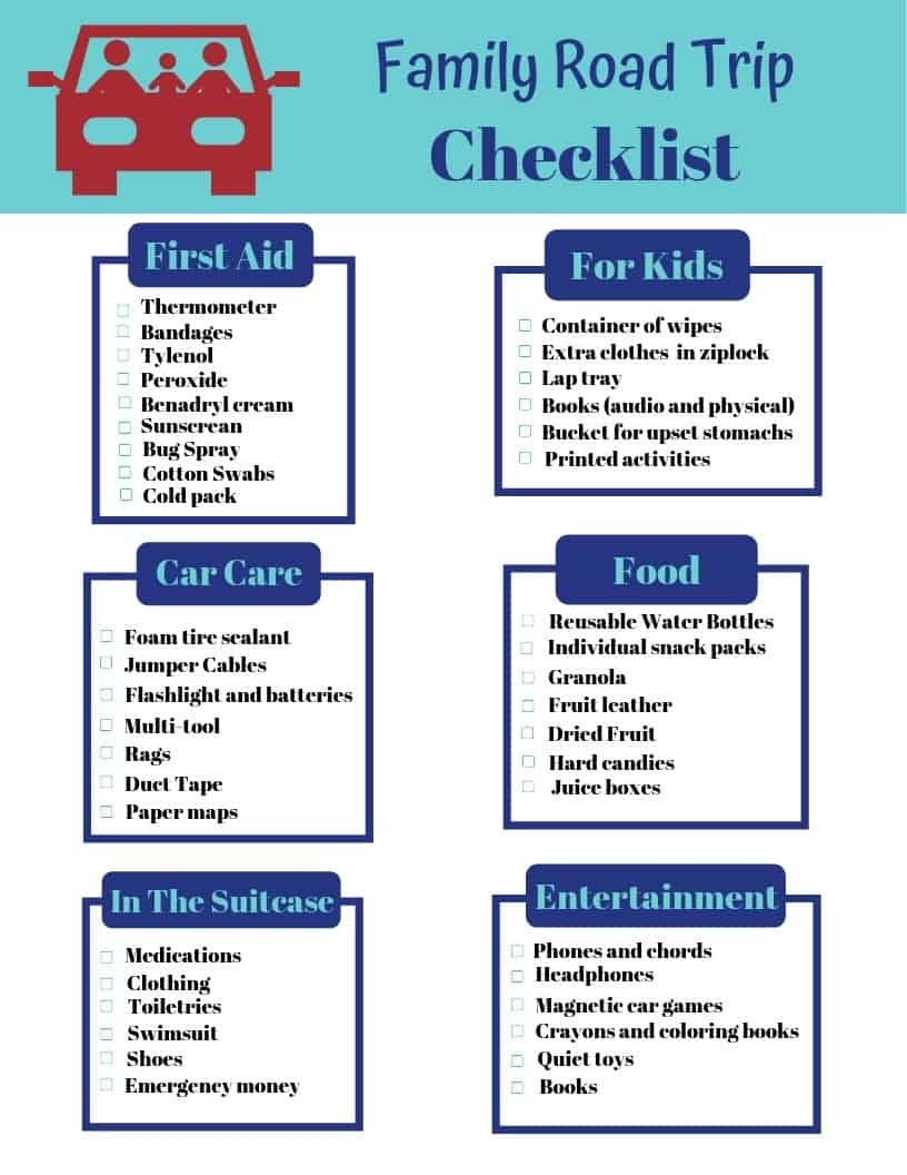 printable road trip checklist