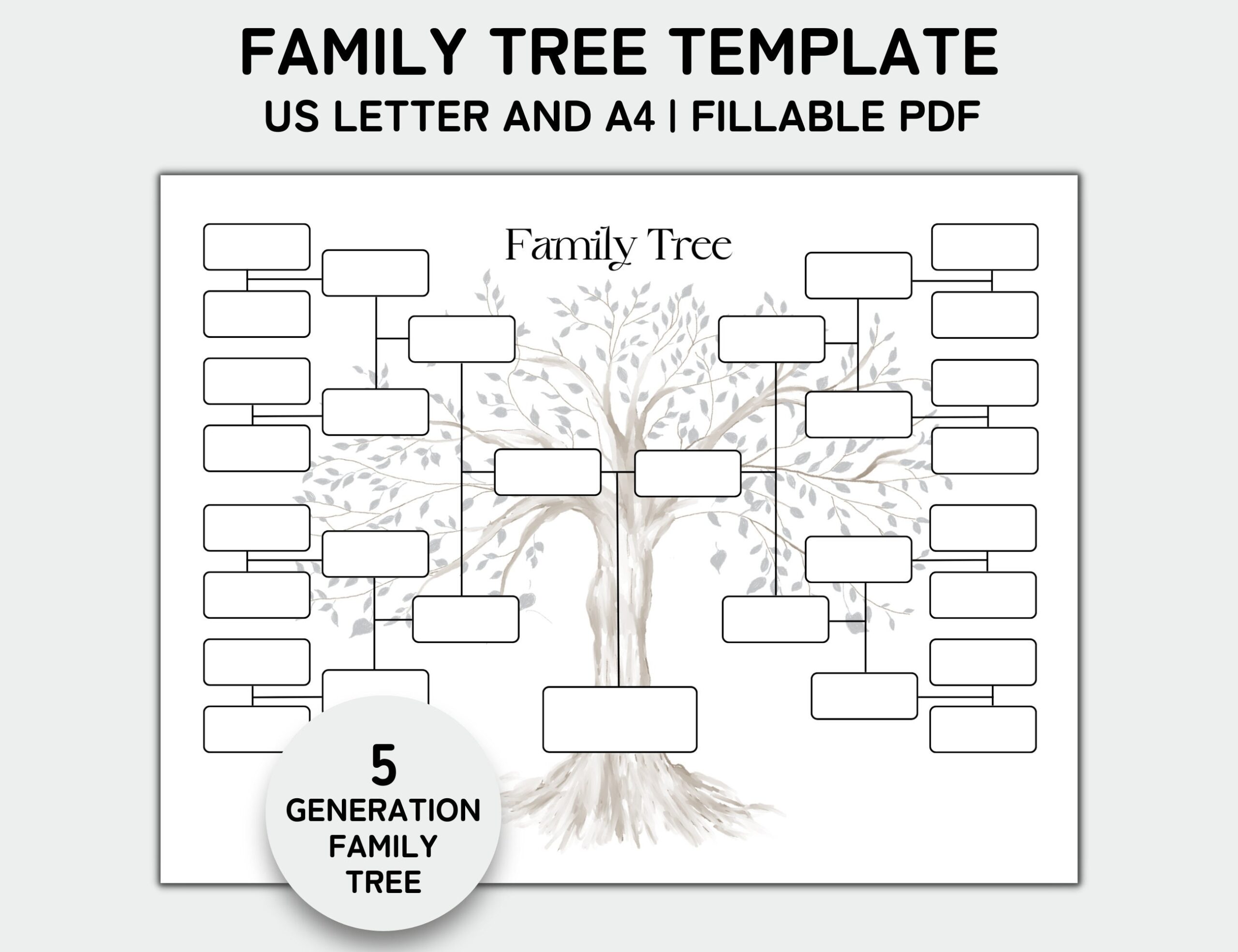 Family Tree Template 5 Generation Family Tree Chart Printable 