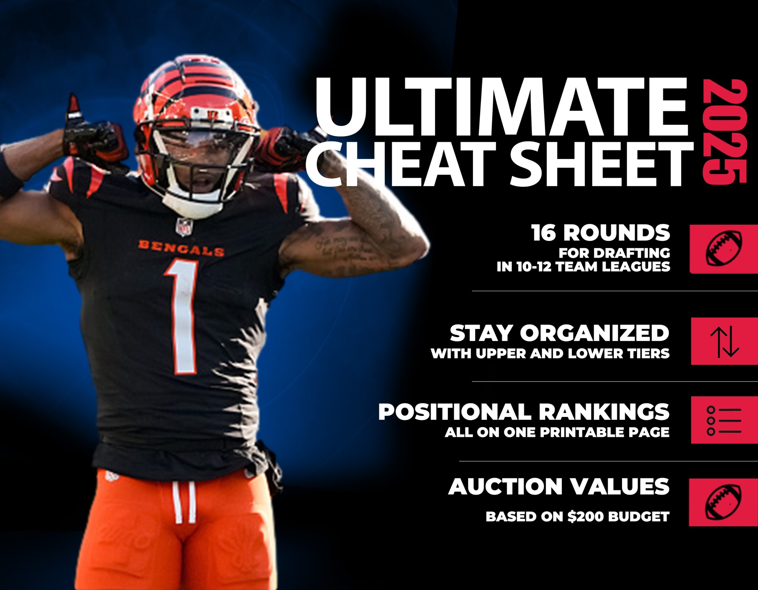Fantasy Football Cheat Sheet 2025 Printable PDF For All Draft 