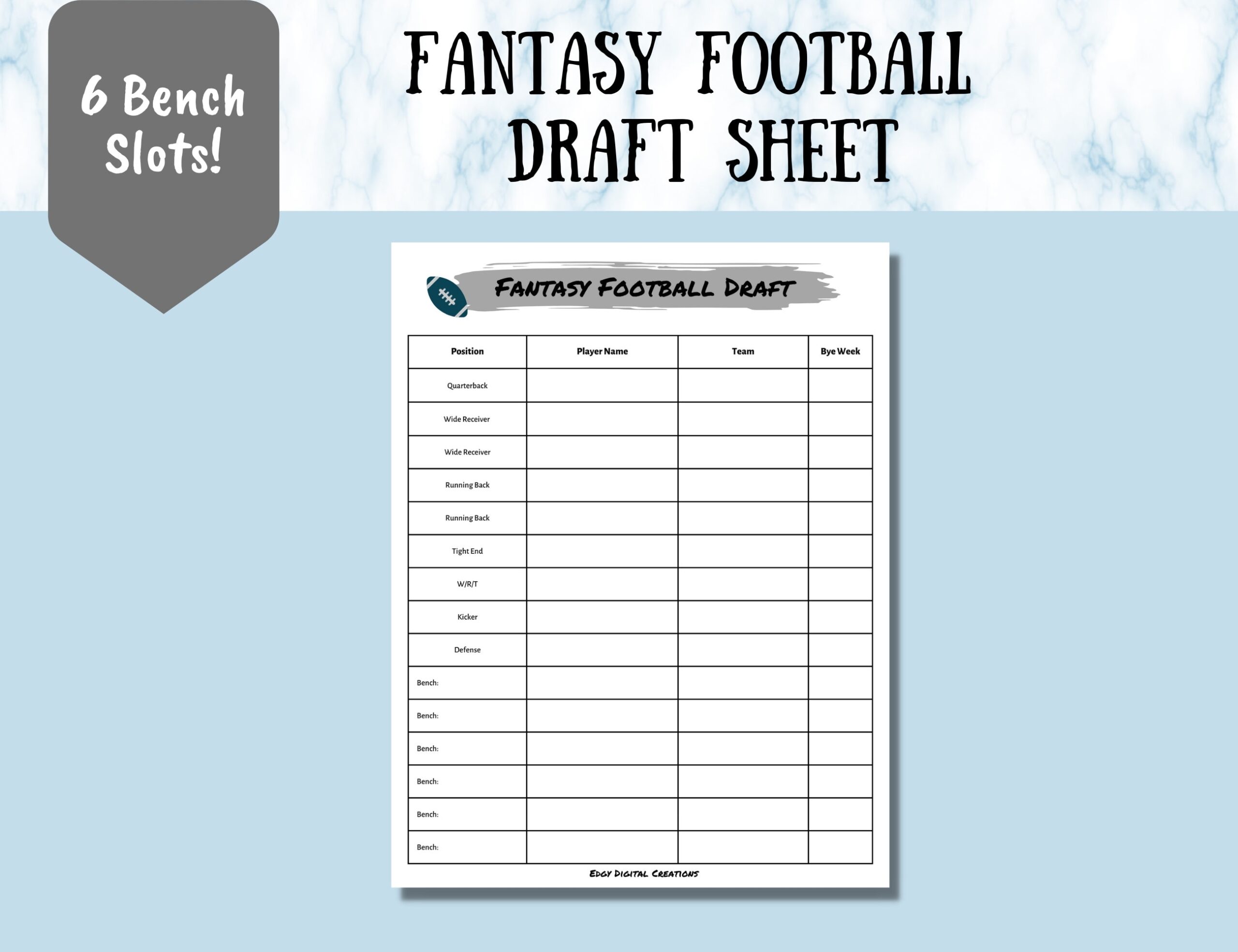 fantasy football draft sheets printable 2018