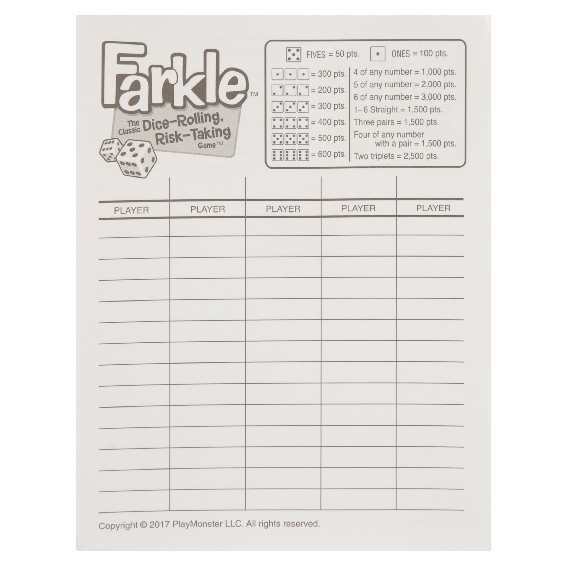 Farkle Score Sheets 75 Pkg 1 Count Perfect For Children Ages 8 