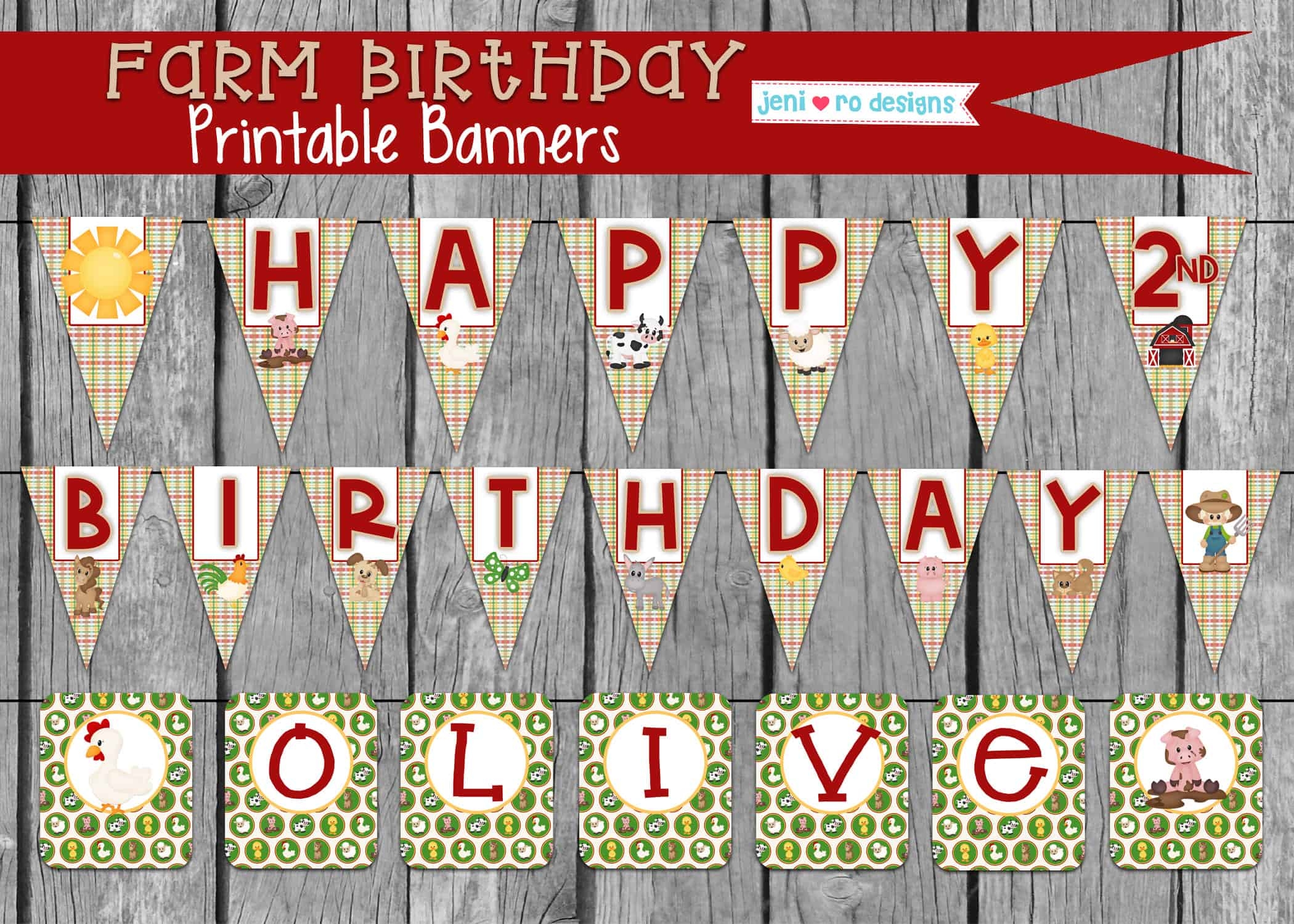 Farm Birthday Party Printable Happy Birthday Banner