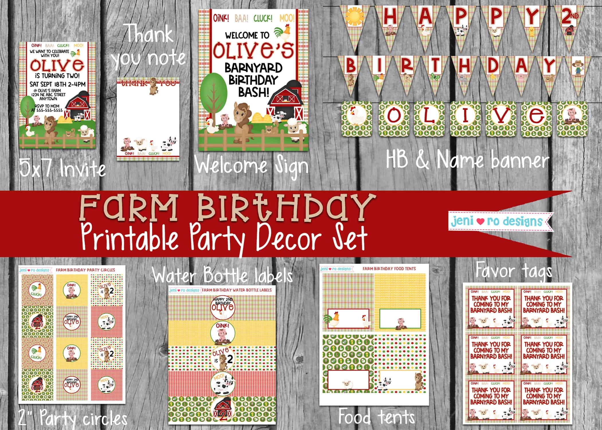 Farm Birthday Party Printable Set Farm Birthday Farm Animals Farm Party Party Decorations