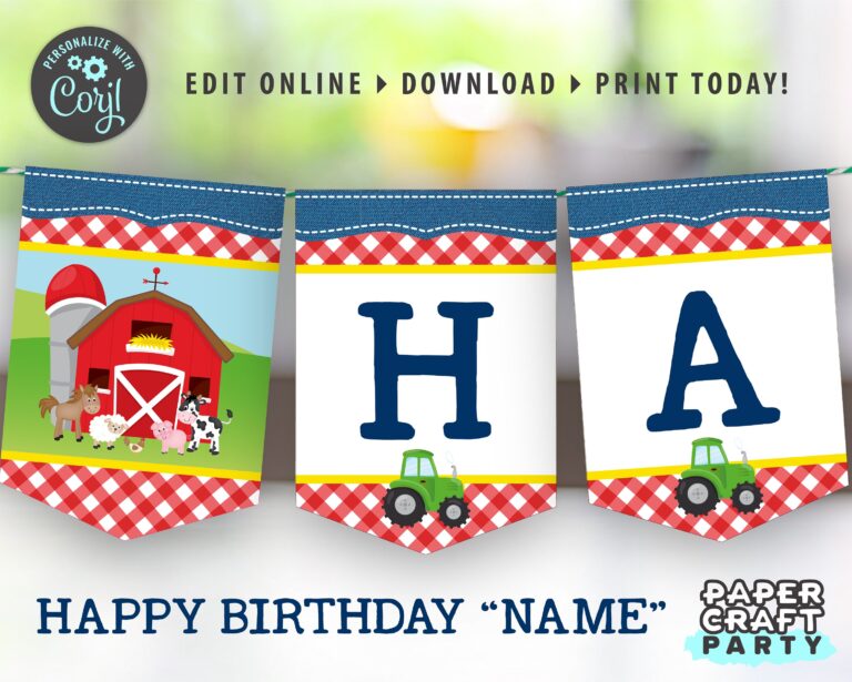Farm Printable Birthday Banner Edit Online Download Today With Free Corjl 0044 Etsy