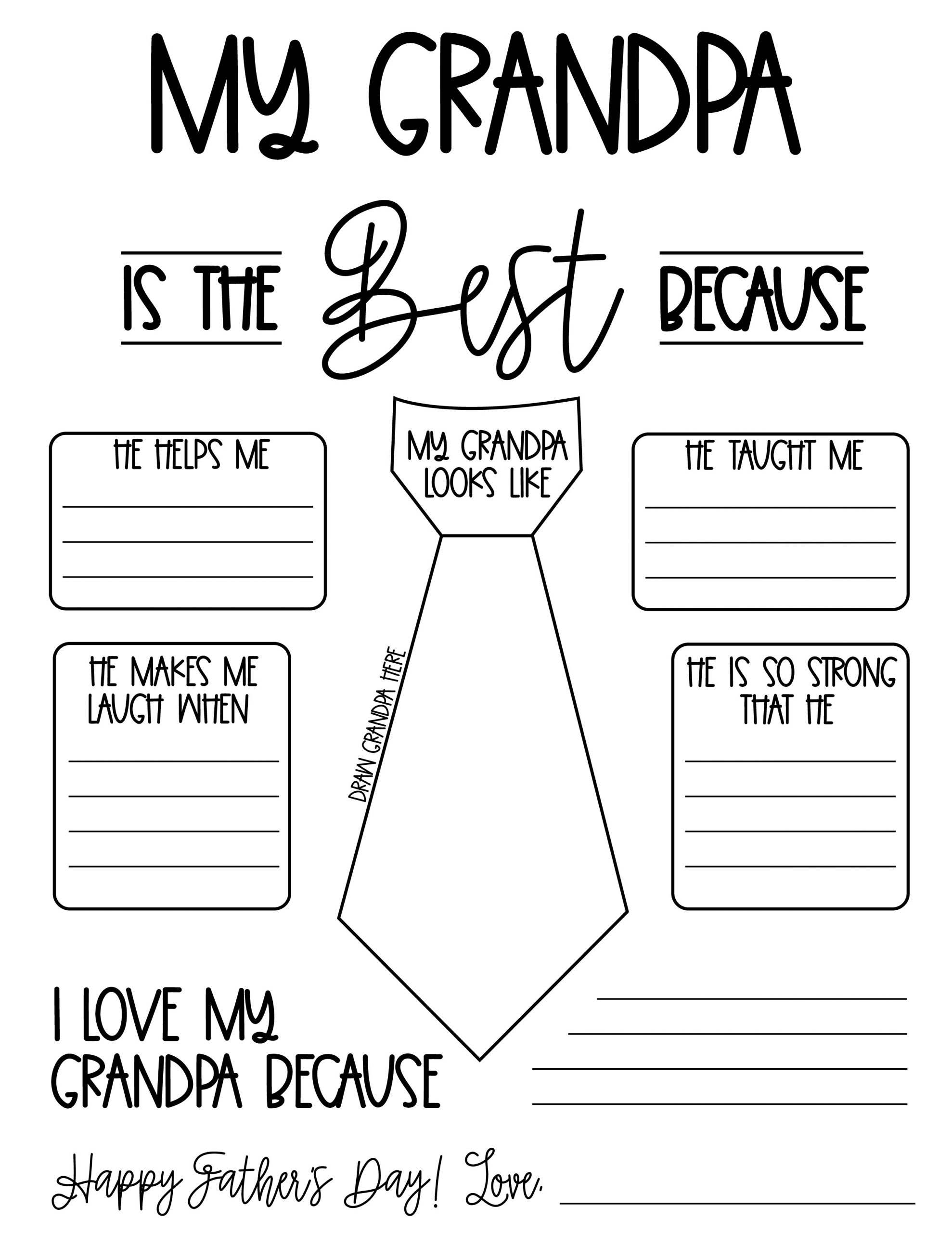 Father s Day Printable for Grandpa Papa And Granddad Too 