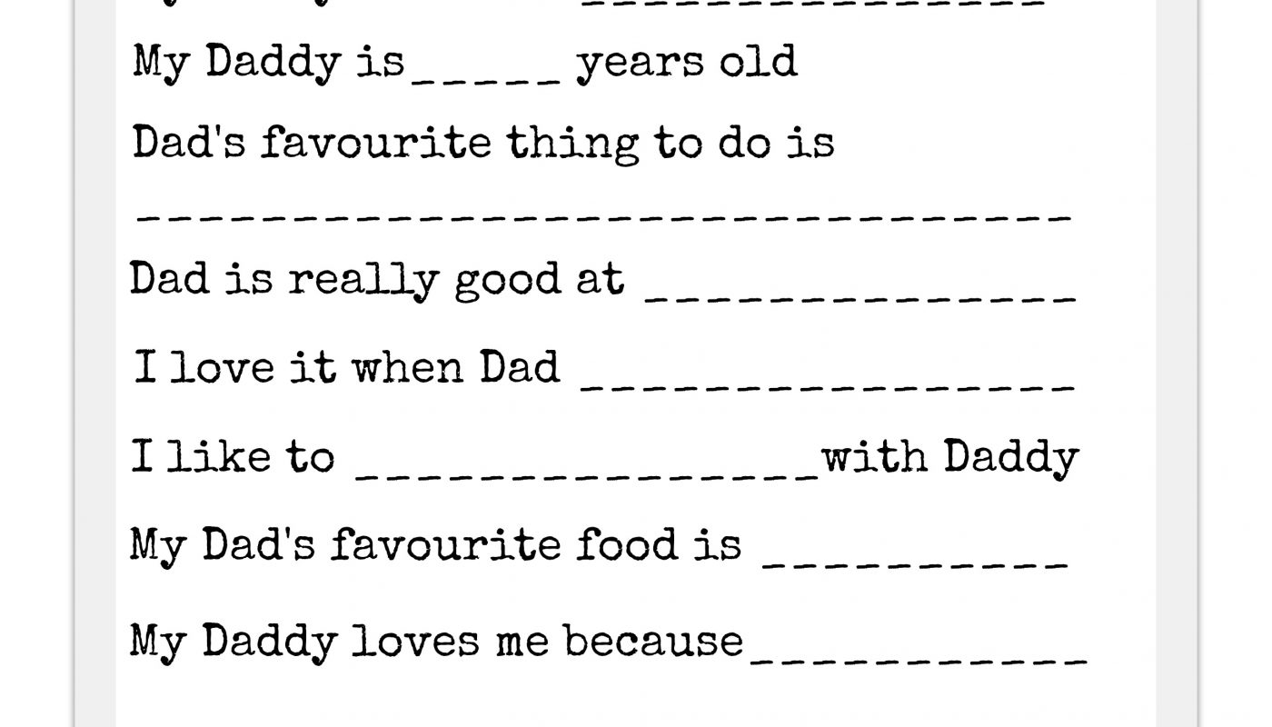 Father s Day Questionnaire Gift Idea Paging Fun Mums
