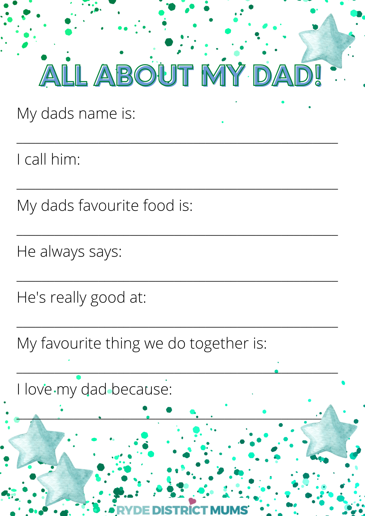 Father s Day Questionnaire Printable For Dad And Grandad Ryde District Mums