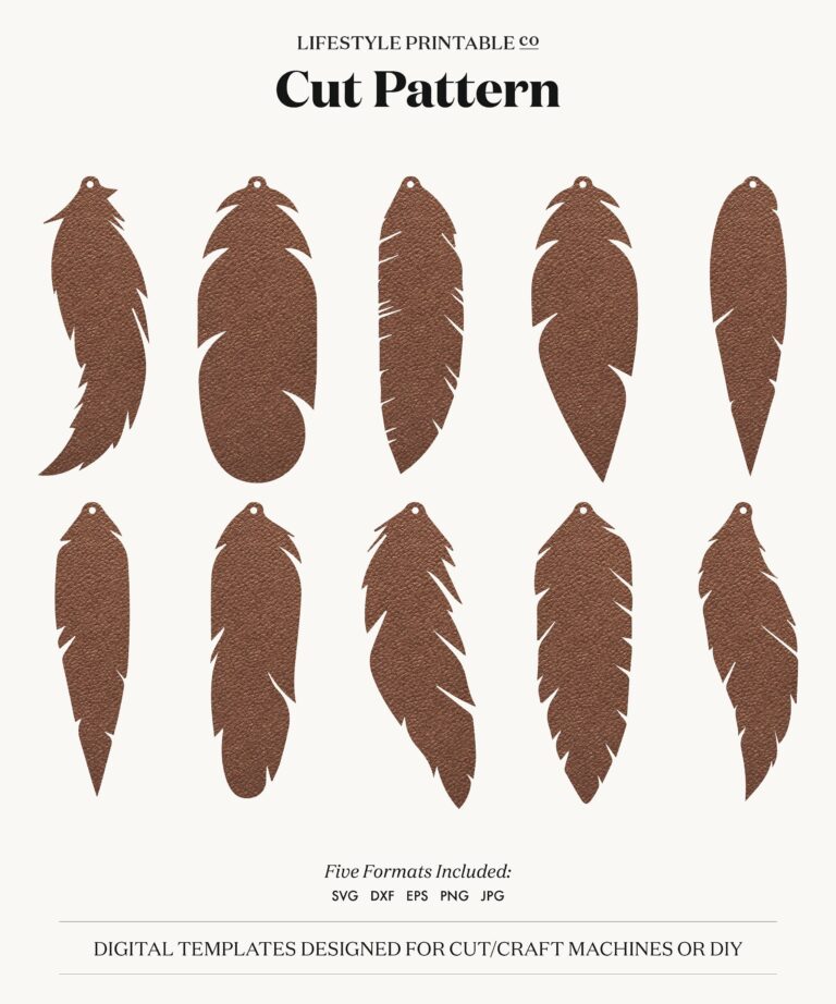 Feather Bundle Earrings SVG Feather Jewelry Template Leather Earrings Template Silhouette Cut Files Cricut Cut Files Pendant DIY Etsy