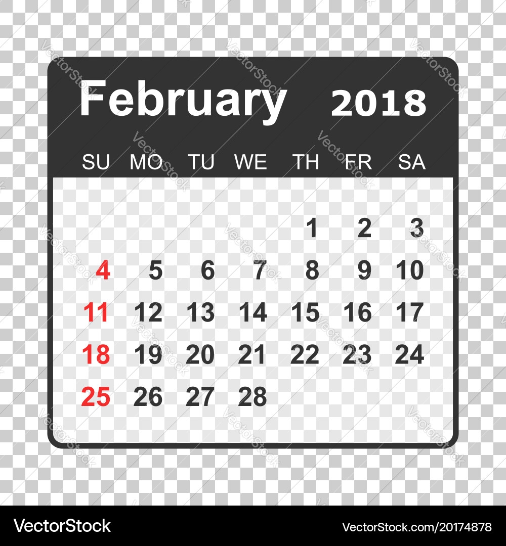 2018 printable february calender