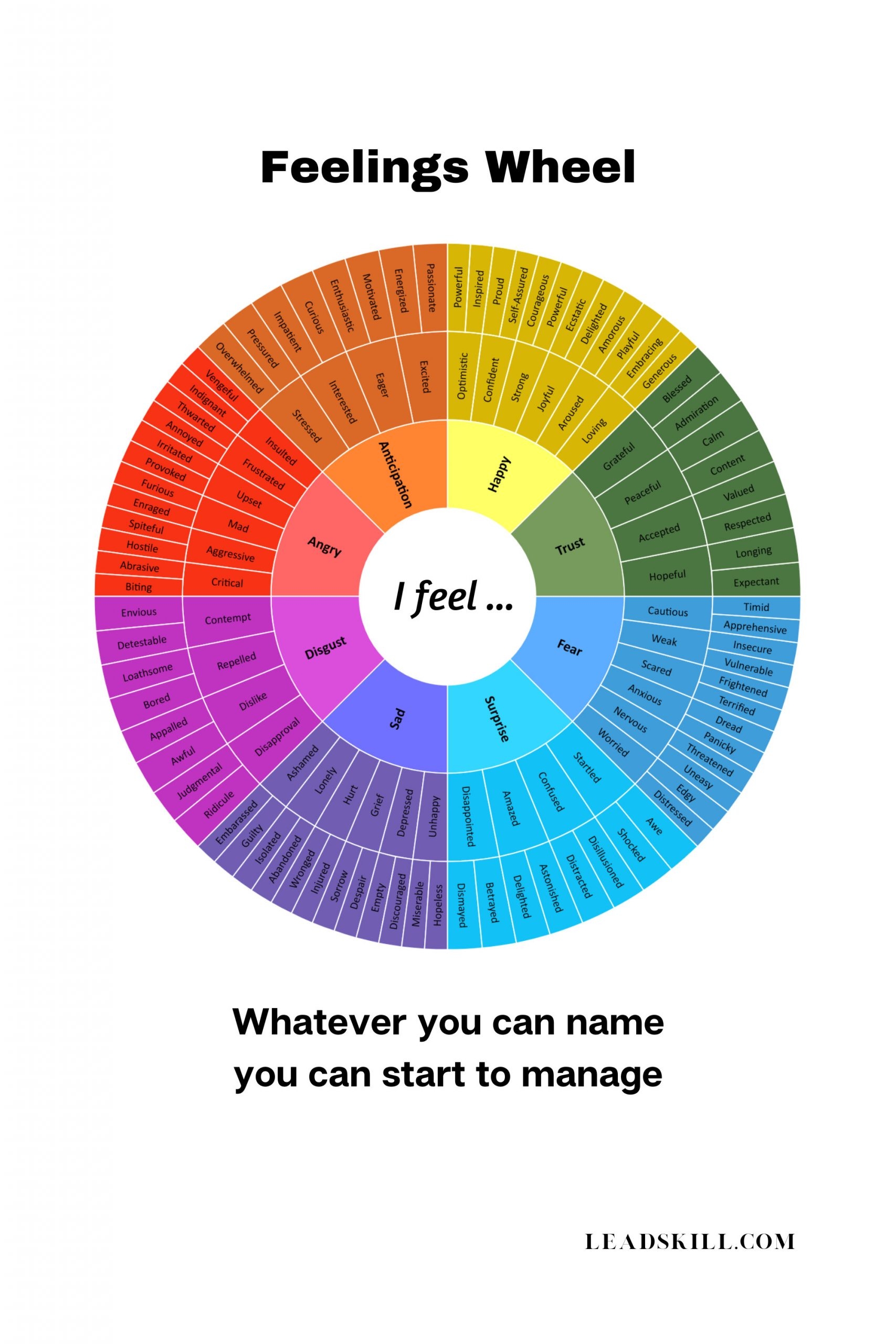 FEELINGS WHEEL 128 Emotions For Emotional Intelligence Digital Download