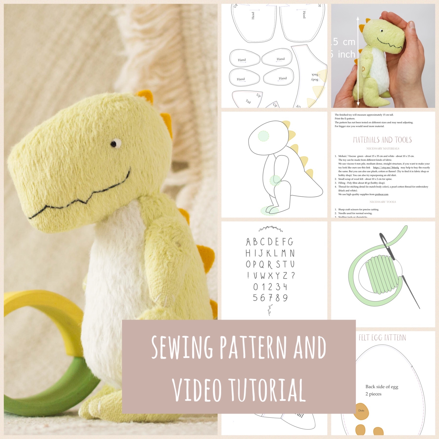 Felt Pattern Dinosaur Recognized Sewing Pattern Pdf